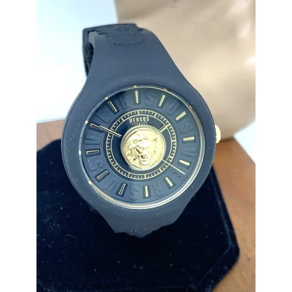 Versus by Versace Women's Watch VSPOQ1G21 Quartz Gold Black Rubber Band 40mm